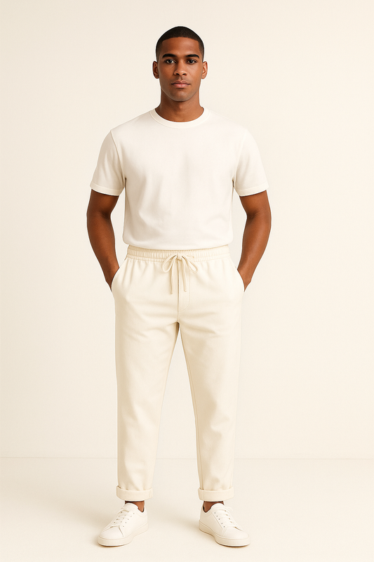 Elastic Waist Pleated Men's Trousers