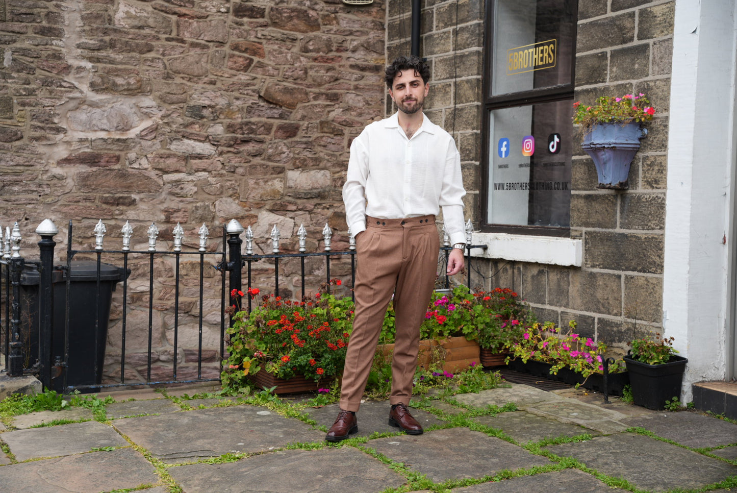 High Waist Pleated Men's Trousers