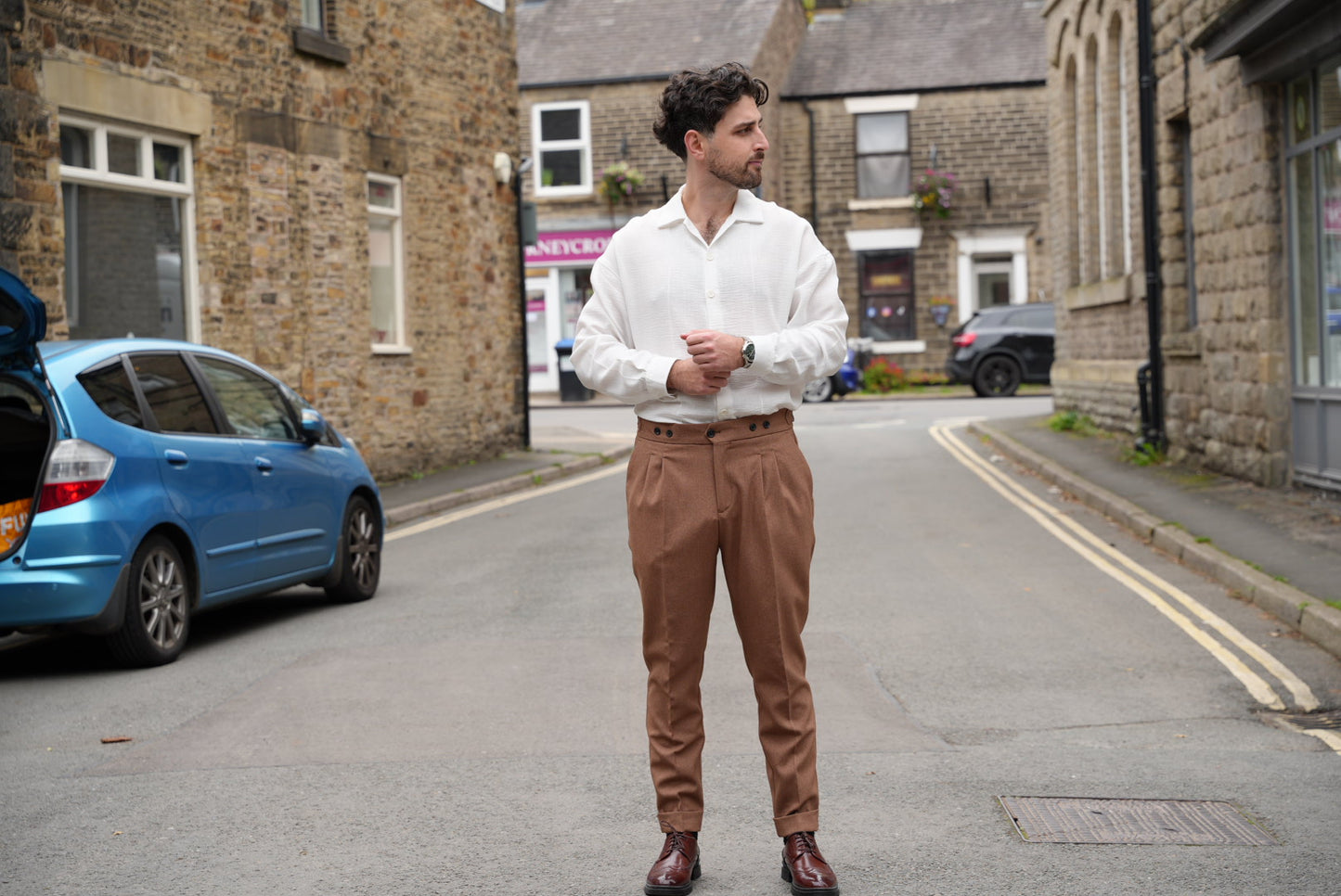 High Waist Pleated Men's Trousers