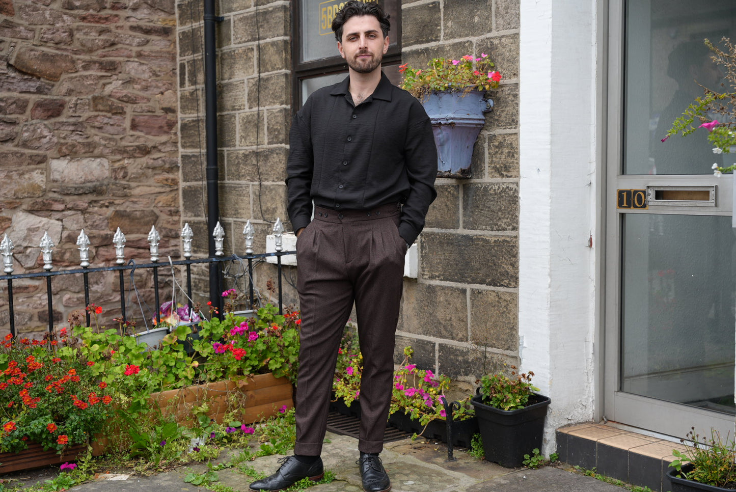 High Waist Pleated Men's Trousers