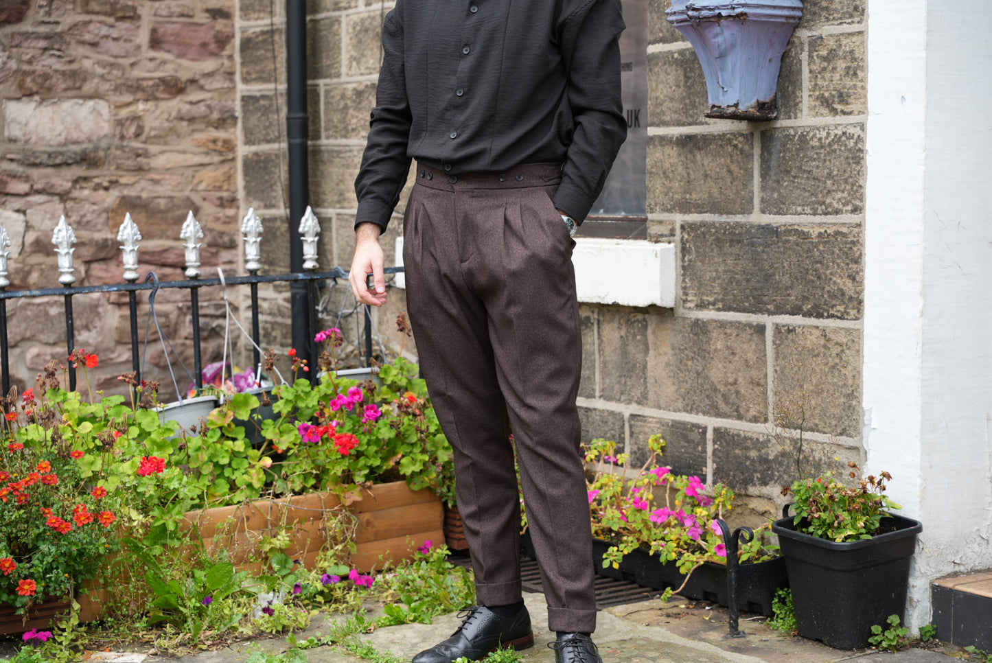 High Waist Pleated Men's Trousers