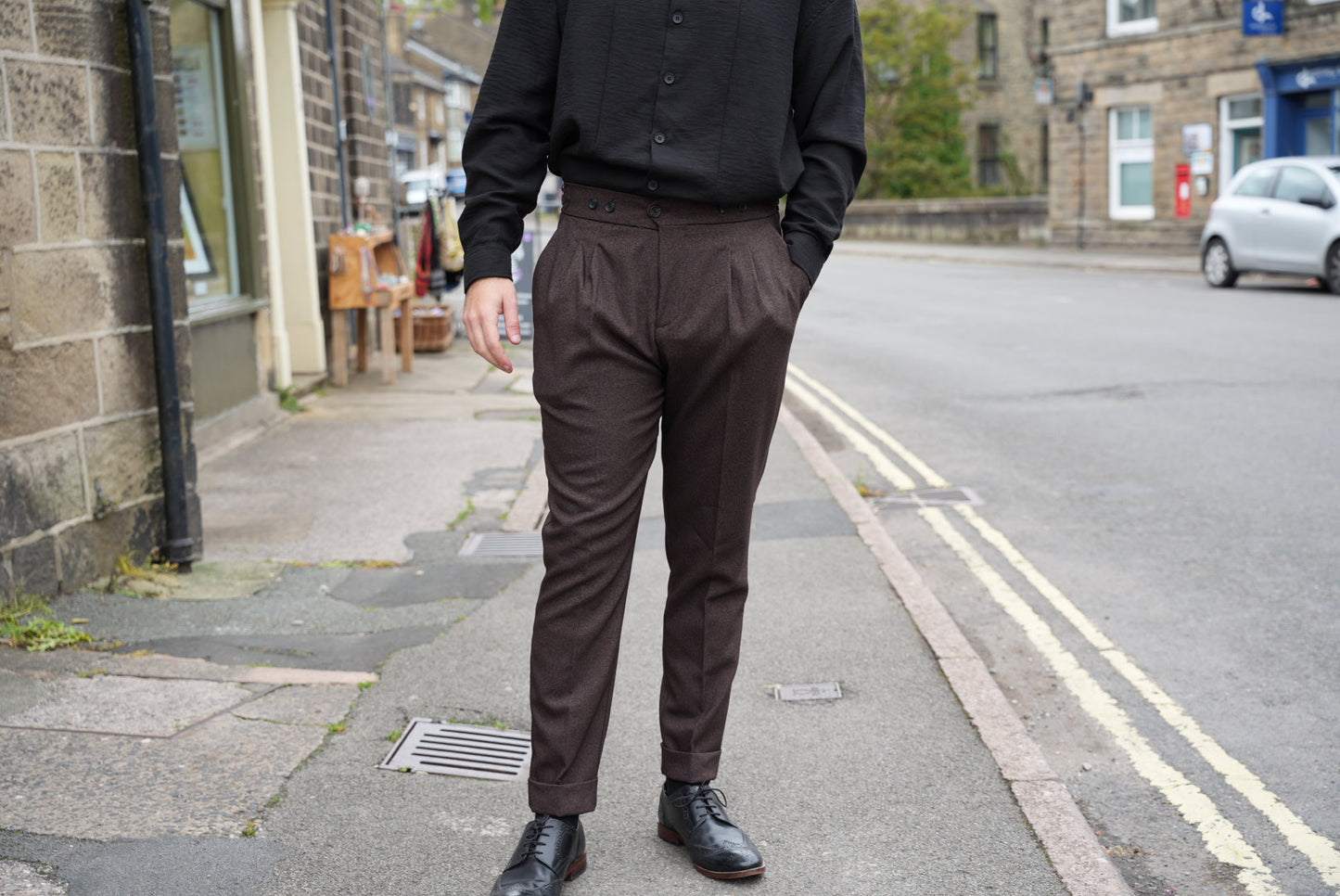 High Waist Pleated Men's Trousers