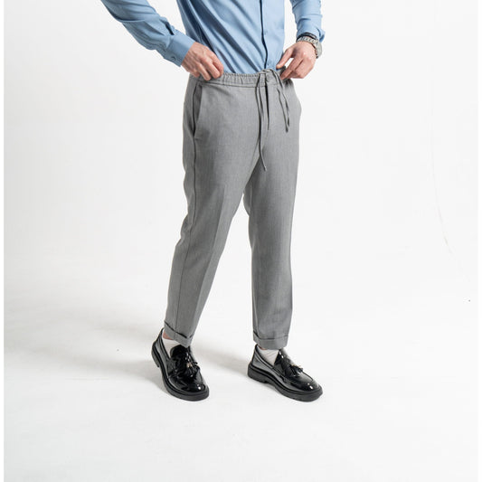 Elastic Waist Pleated Men's Trousers