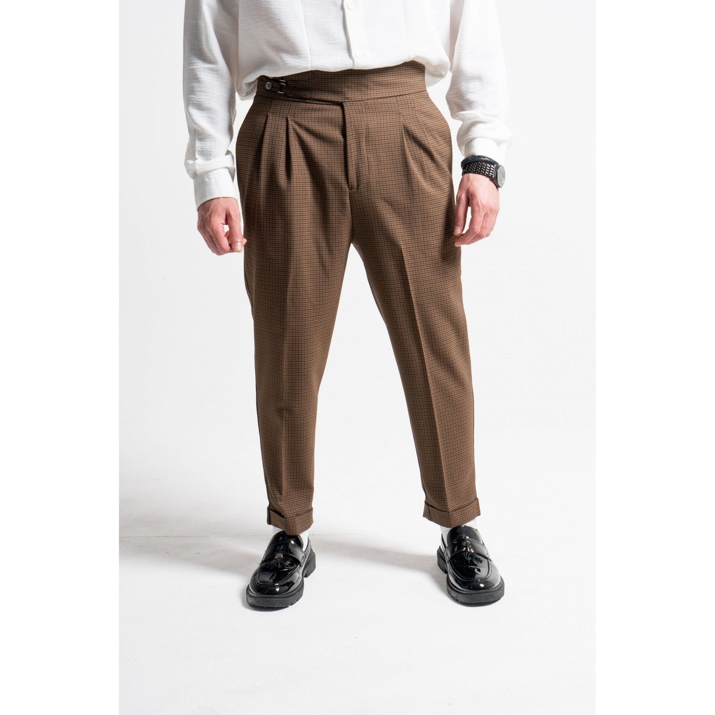 High Waist Pleated Men's Trousers