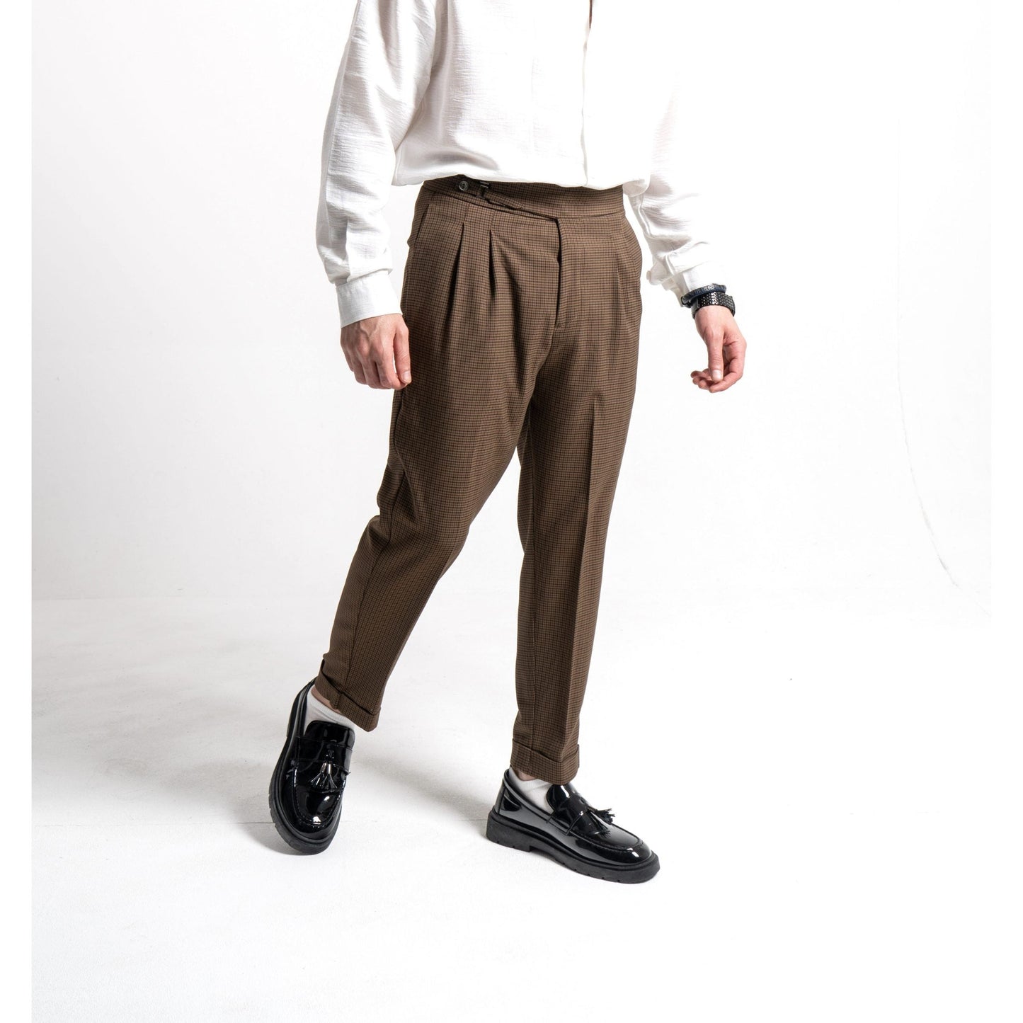 High Waist Pleated Men's Trousers