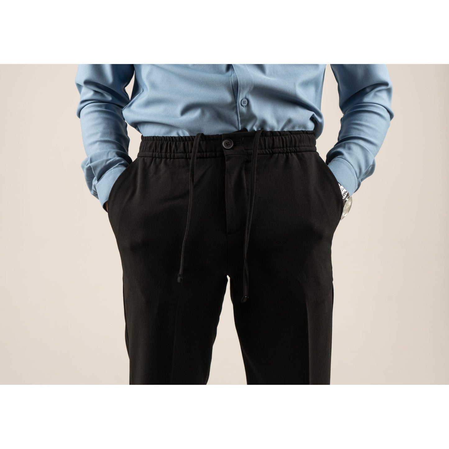 Elastic Waist Pleated Men's Trousers