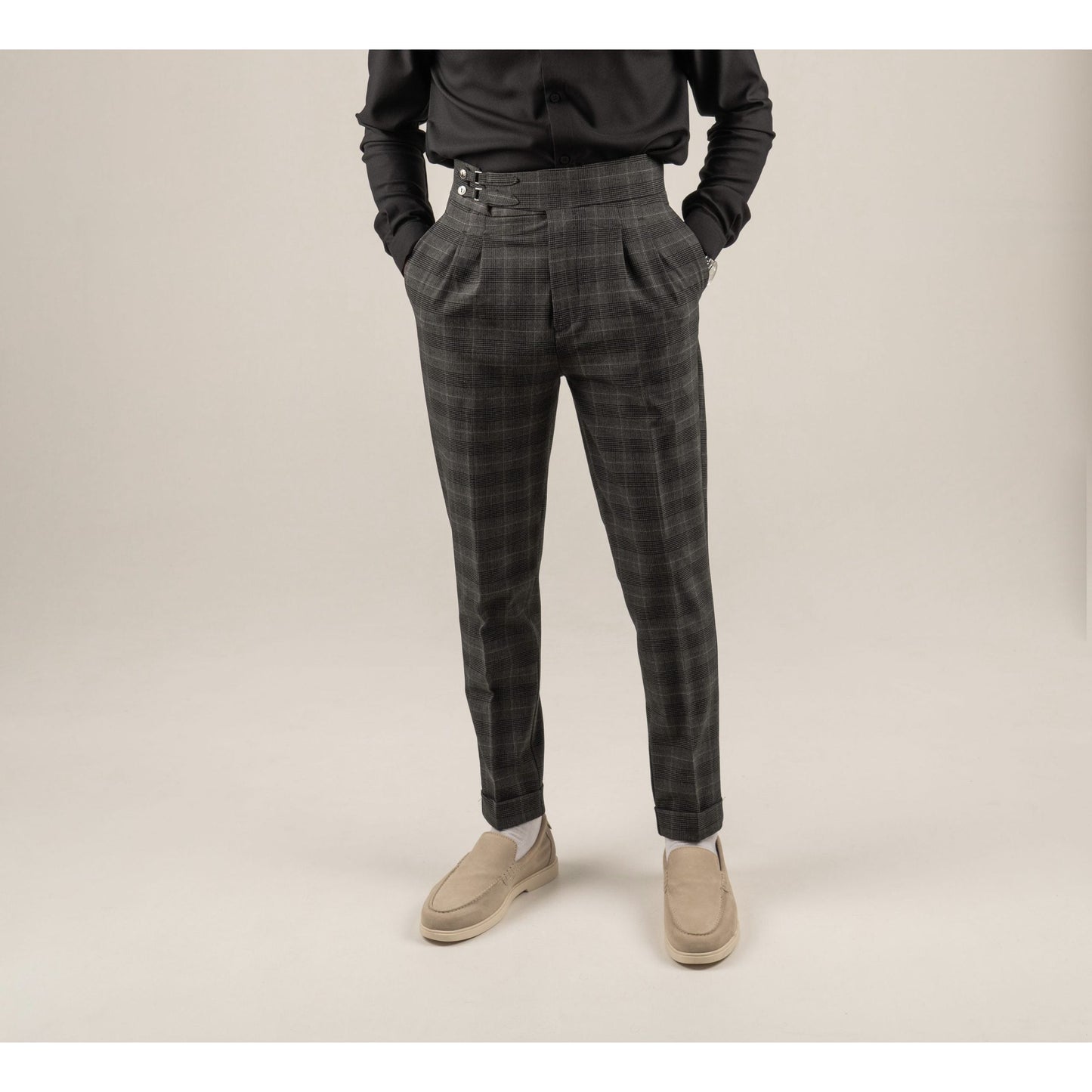 High Waist Pleated Men's Trousers
