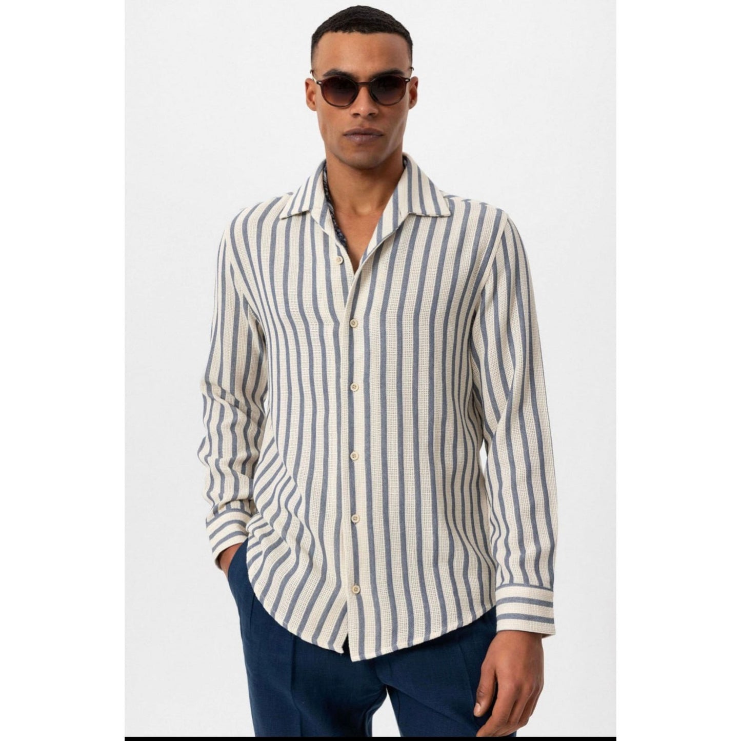Striped Knitted Long Sleeve Men’s Shirt