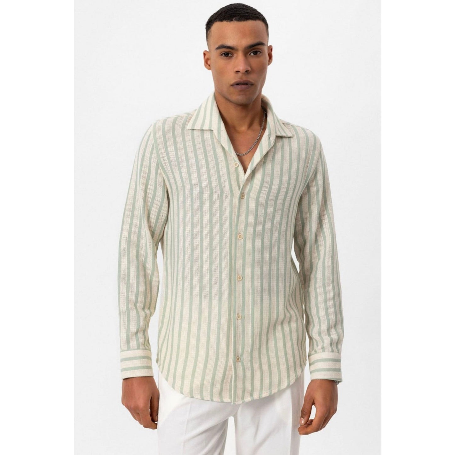Striped Knitted Long Sleeve Men’s Shirt