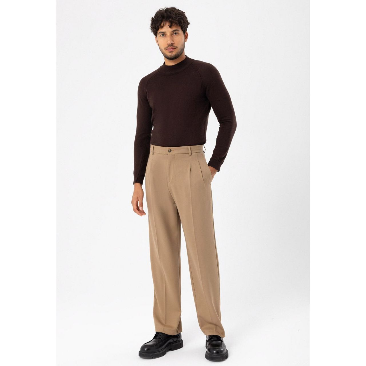High Waist Pleated Comfortable Fit Men’s Trousers