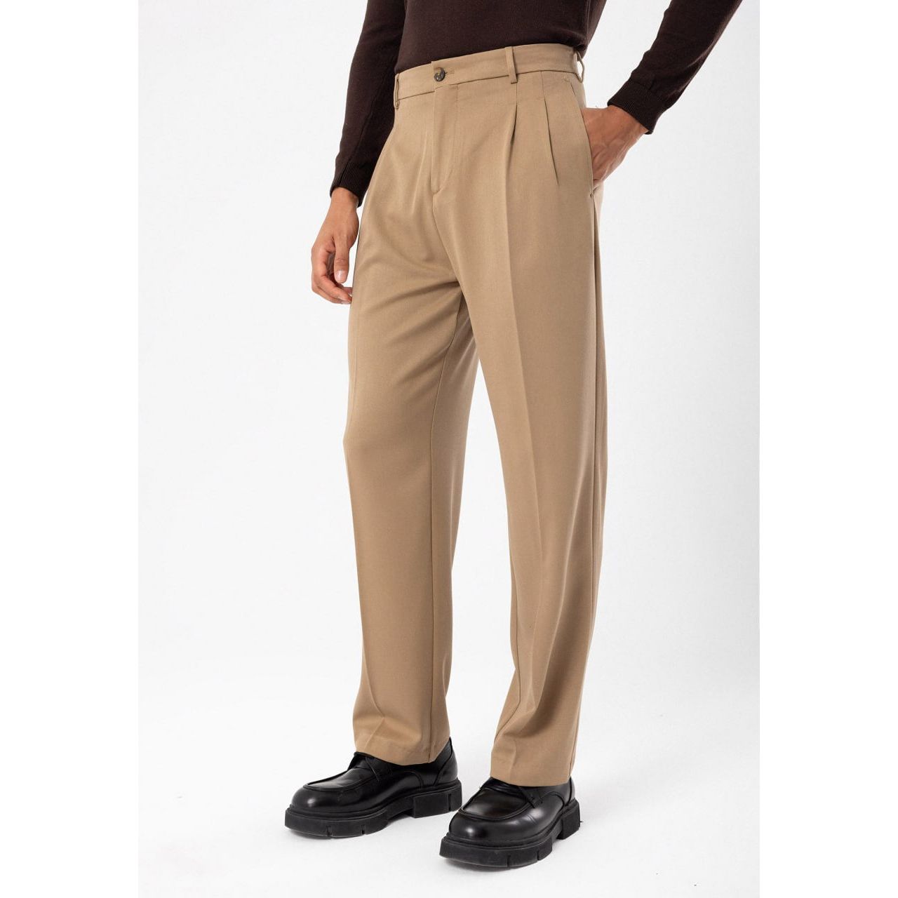 High Waist Pleated Comfortable Fit Men’s Trousers