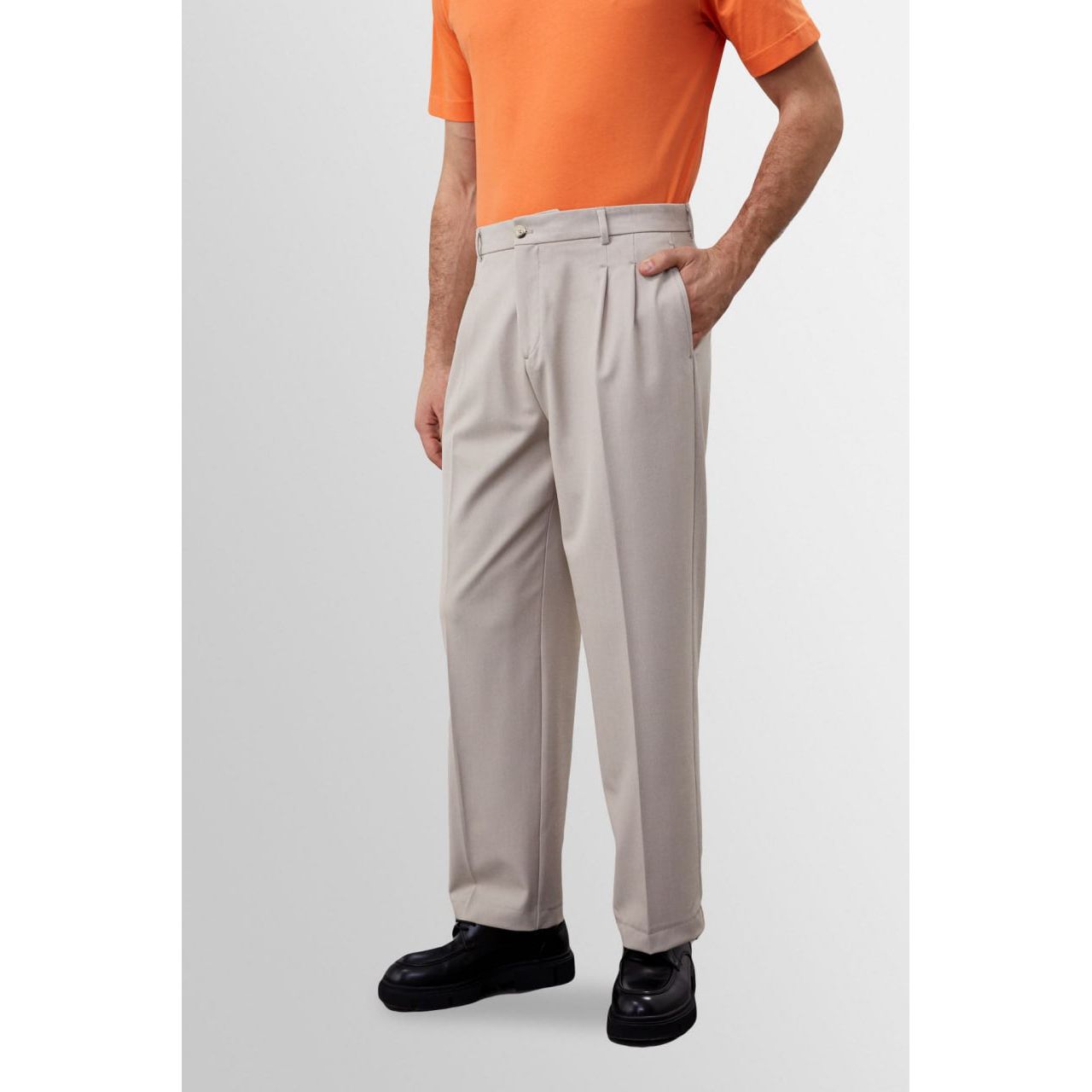 High Waist Pleated Comfortable Fit Men’s Trousers
