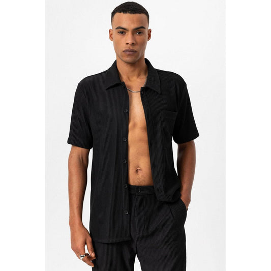 Ribbed Short Sleeve Men's Shirt