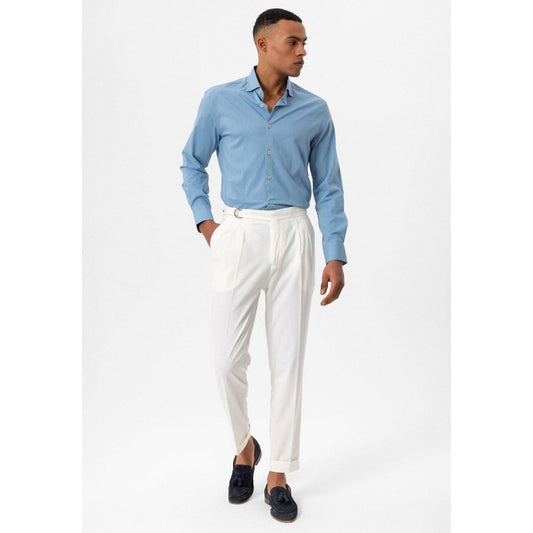 High Waist Buckle Closure Pleated Men’s Trousers