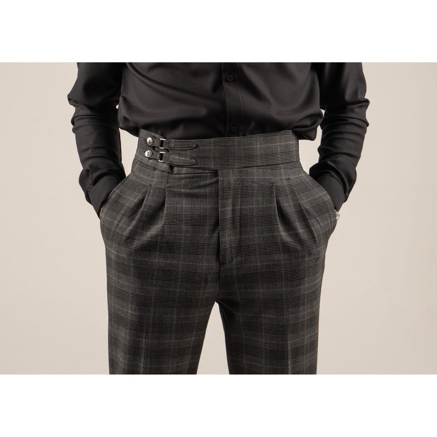 High Waist Pleated Men's Trousers