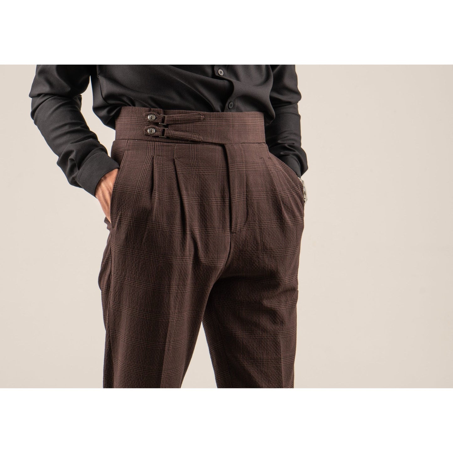 High Waist Pleated Men's Trousers