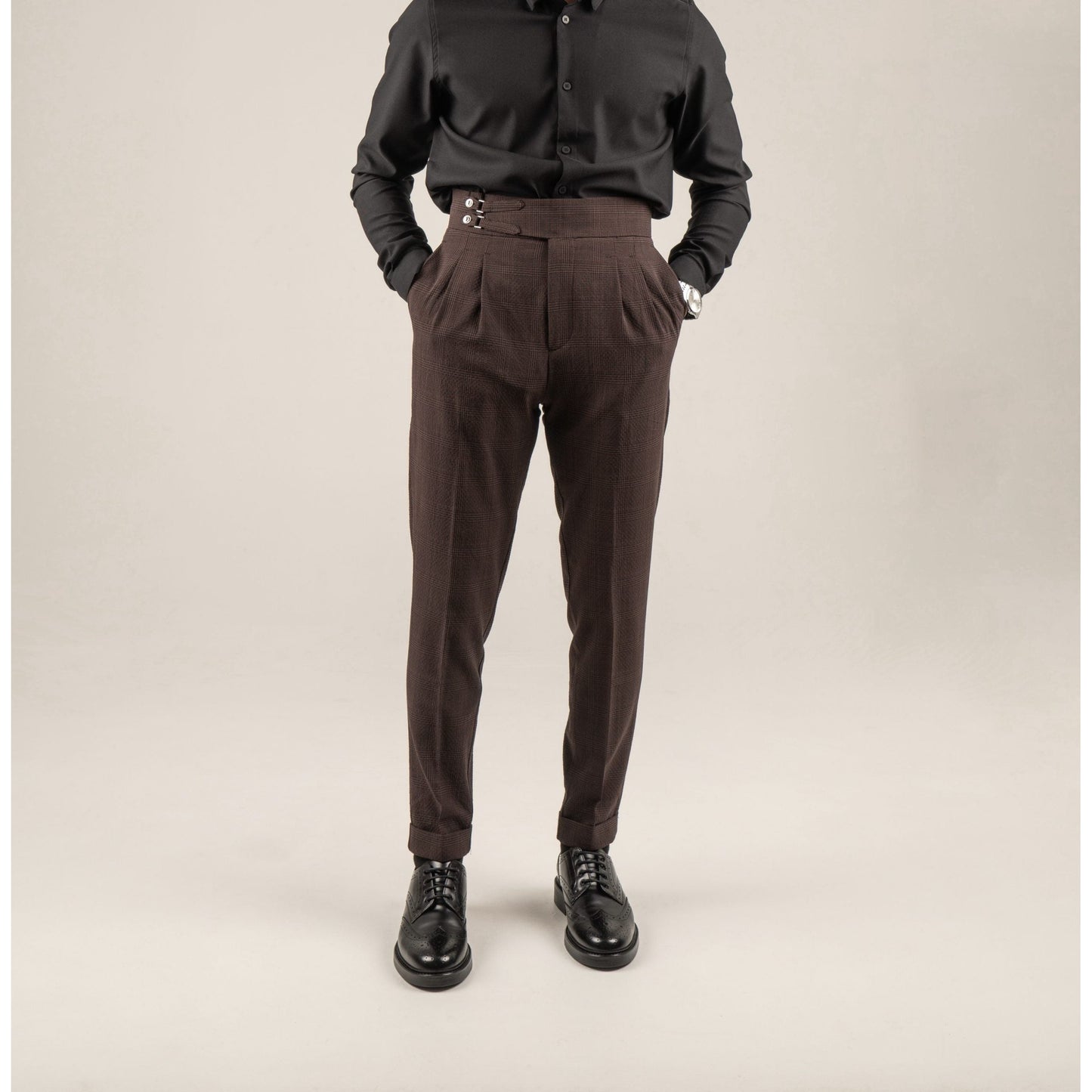 High Waist Pleated Men's Trousers