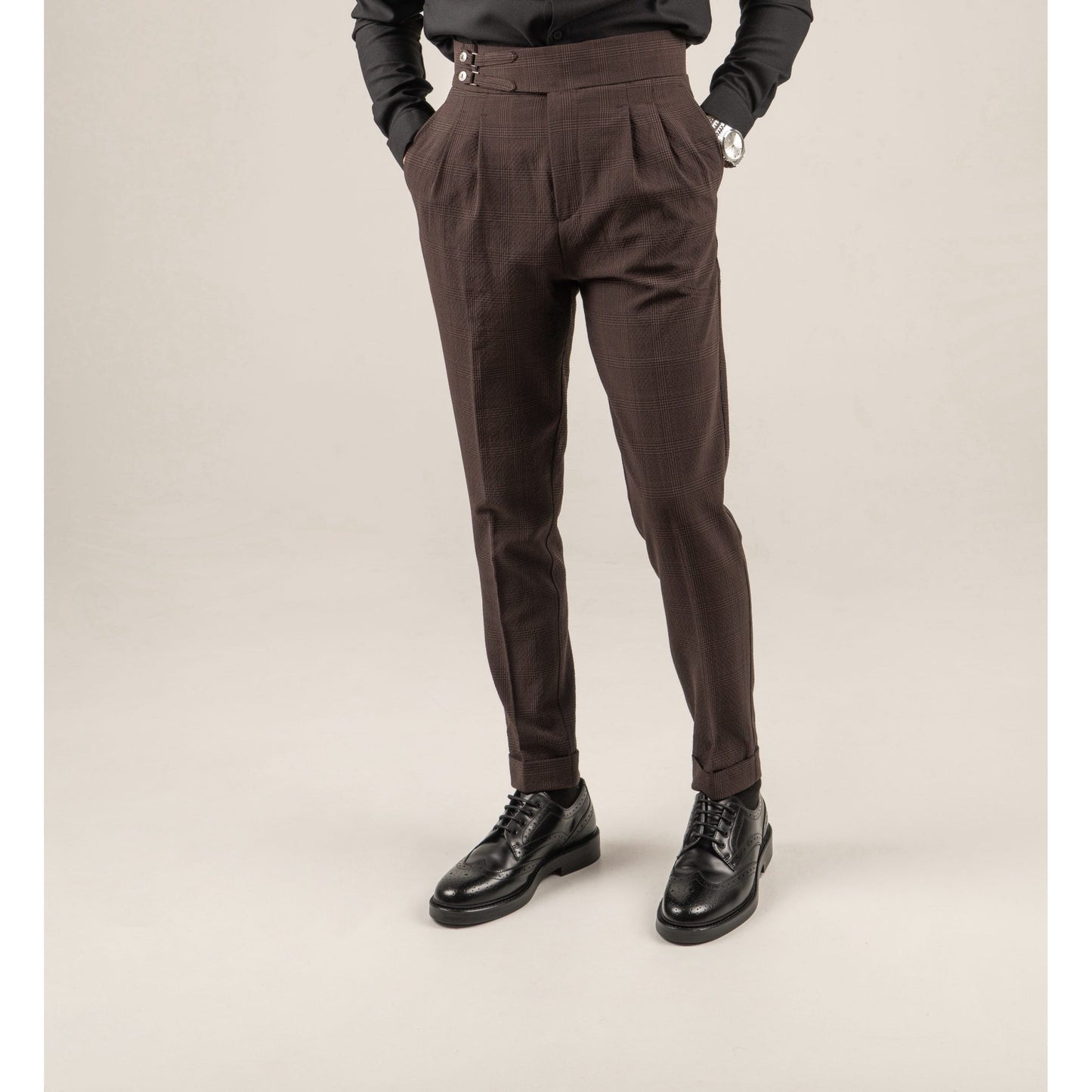 High Waist Pleated Men's Trousers