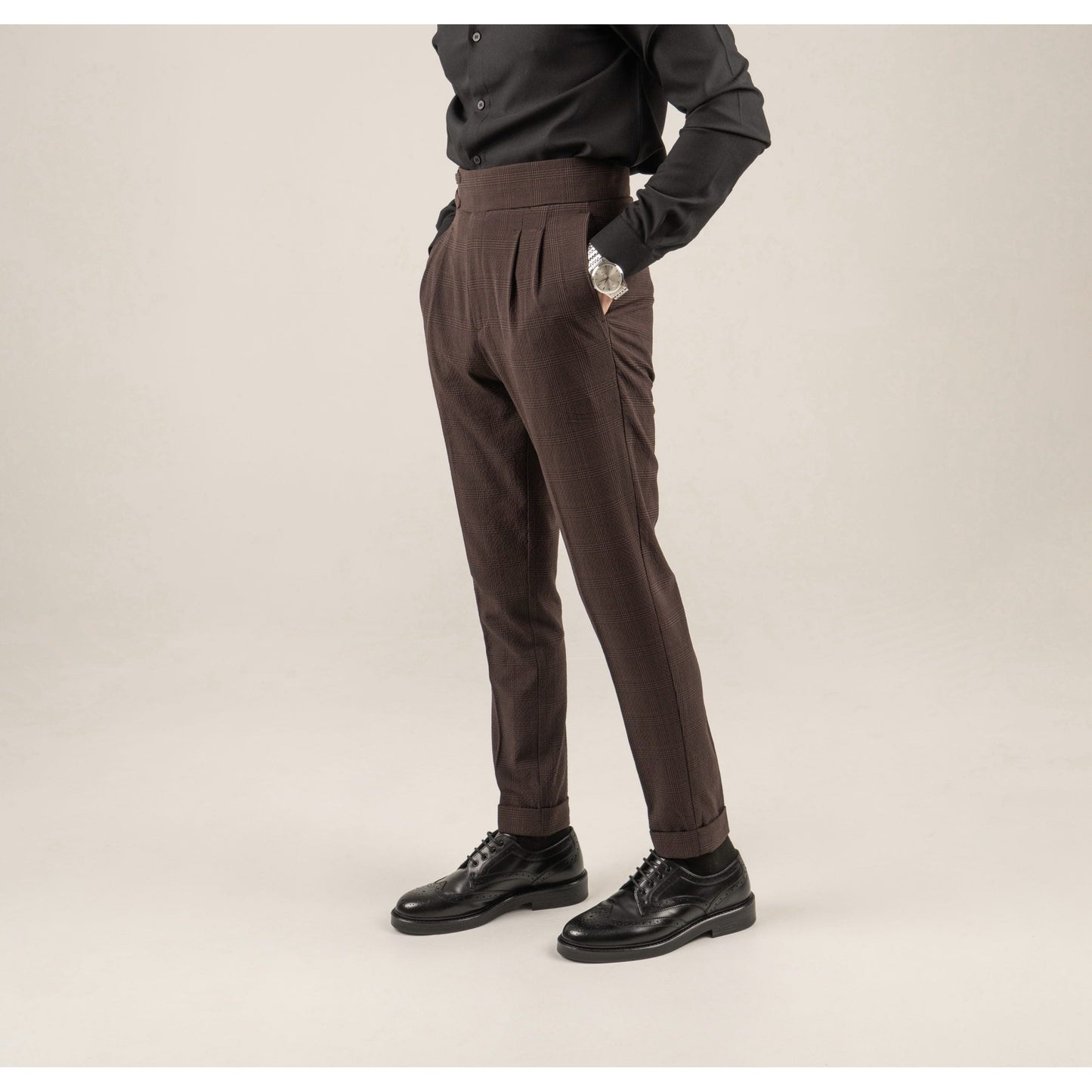 High Waist Pleated Men's Trousers