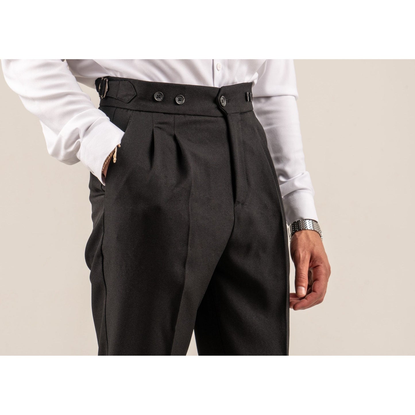 High Waist Pleated Men's Trousers