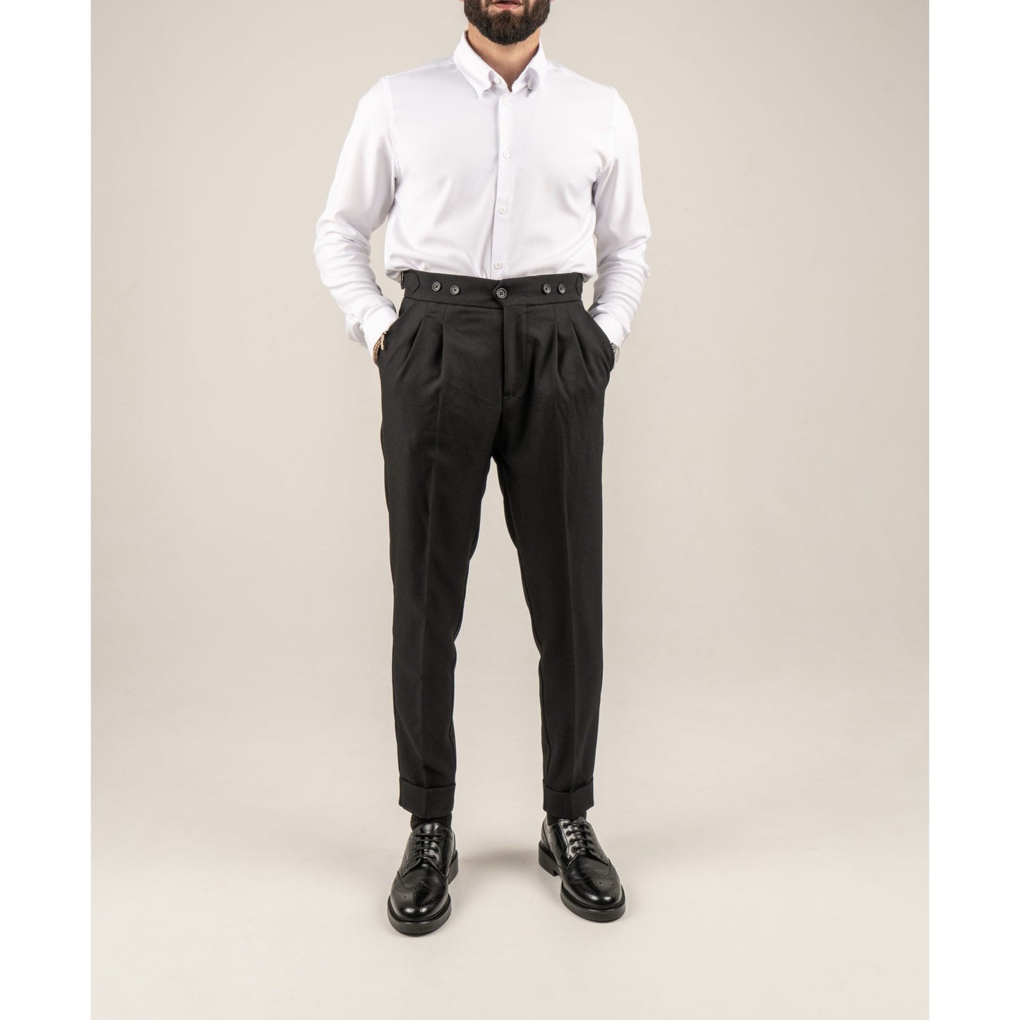 High Waist Pleated Men's Trousers