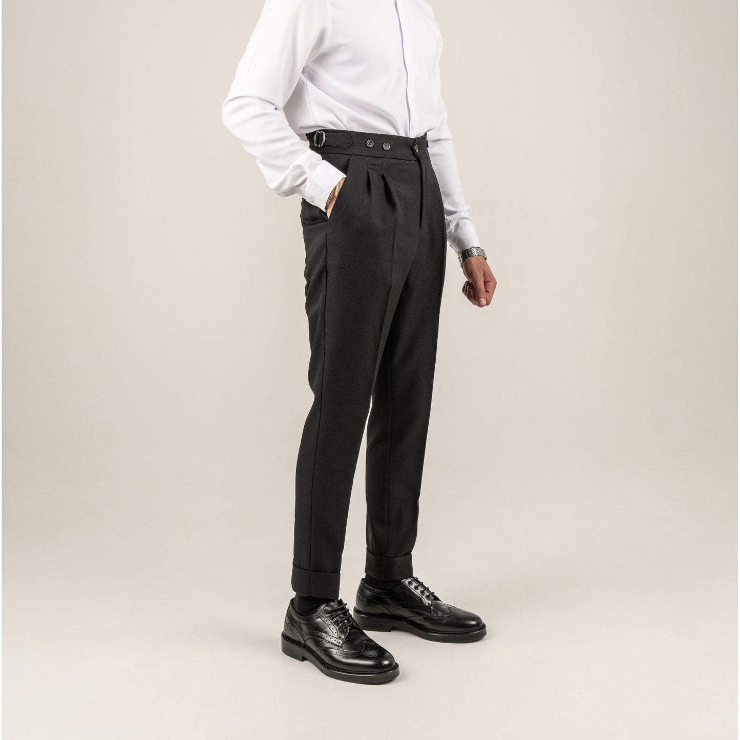 High Waist Pleated Men's Trousers