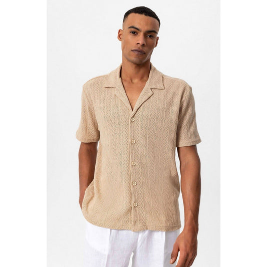 Collar Knitted Patterned Men's Shirt