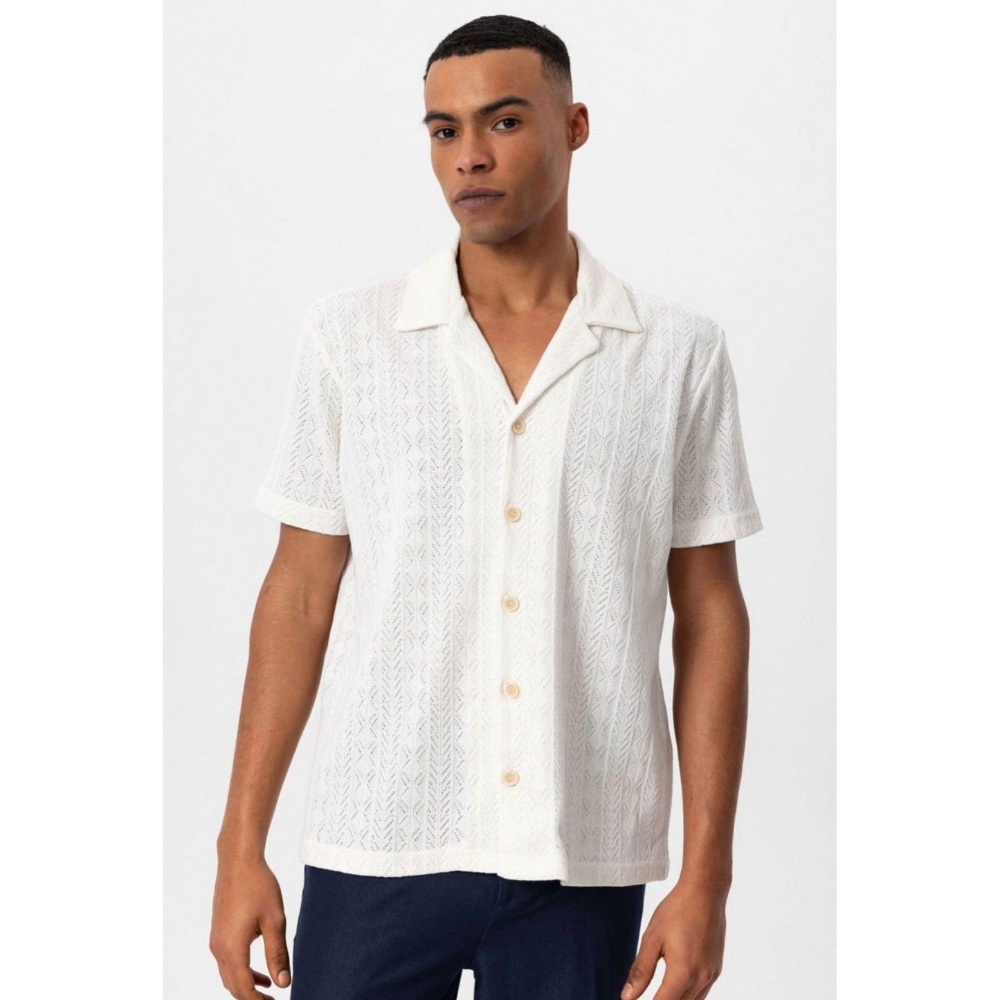Collar Knitted Patterned Men's Shirt