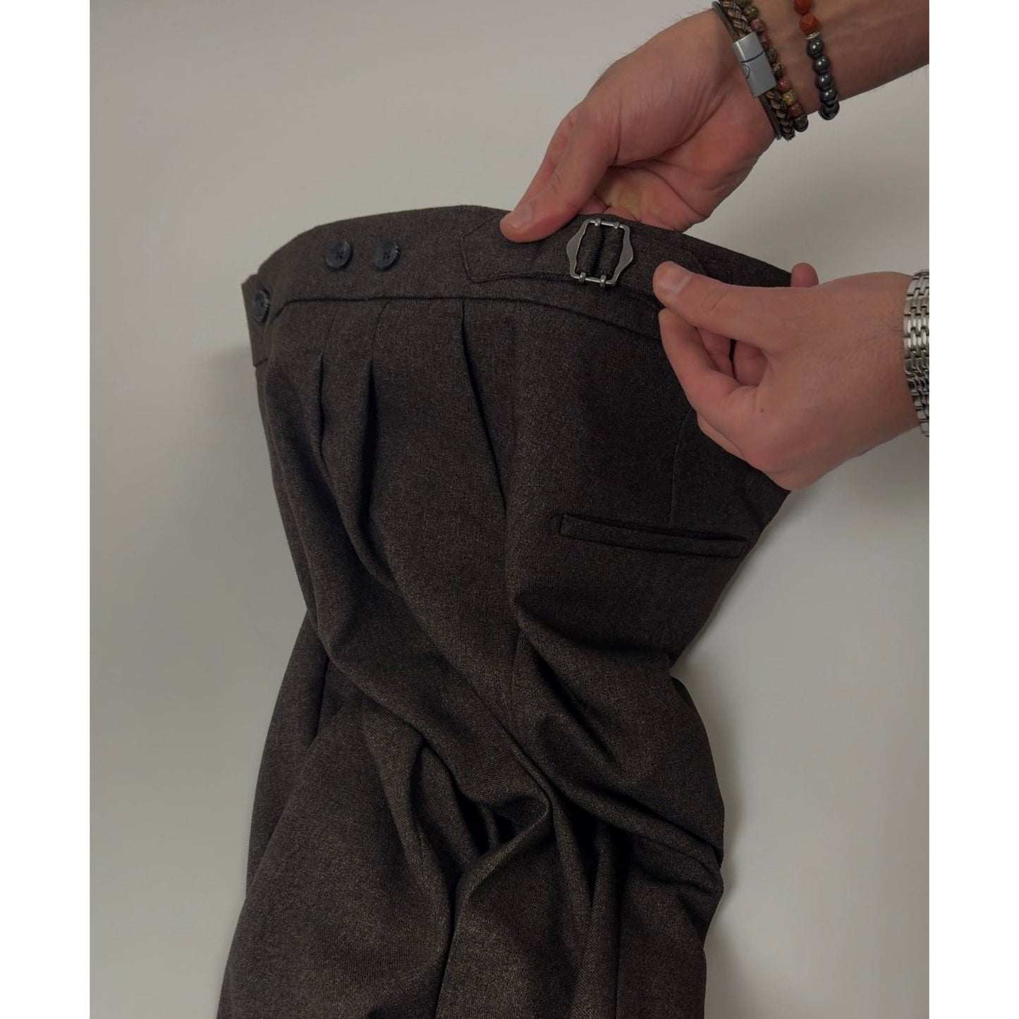 High Waist Pleated Men's Trousers