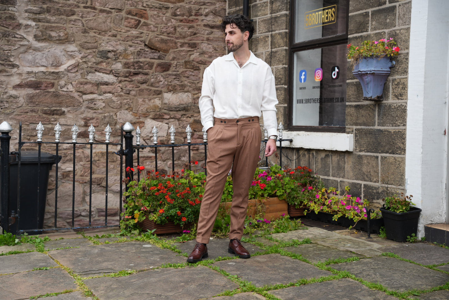 High Waist Pleated Men's Trousers