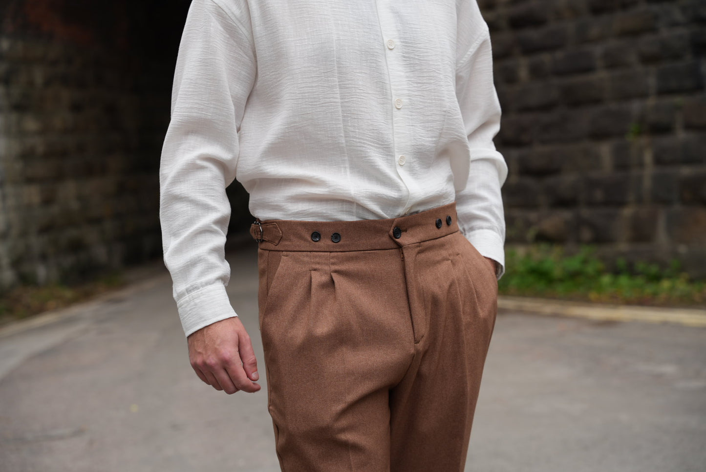 High Waist Pleated Men's Trousers