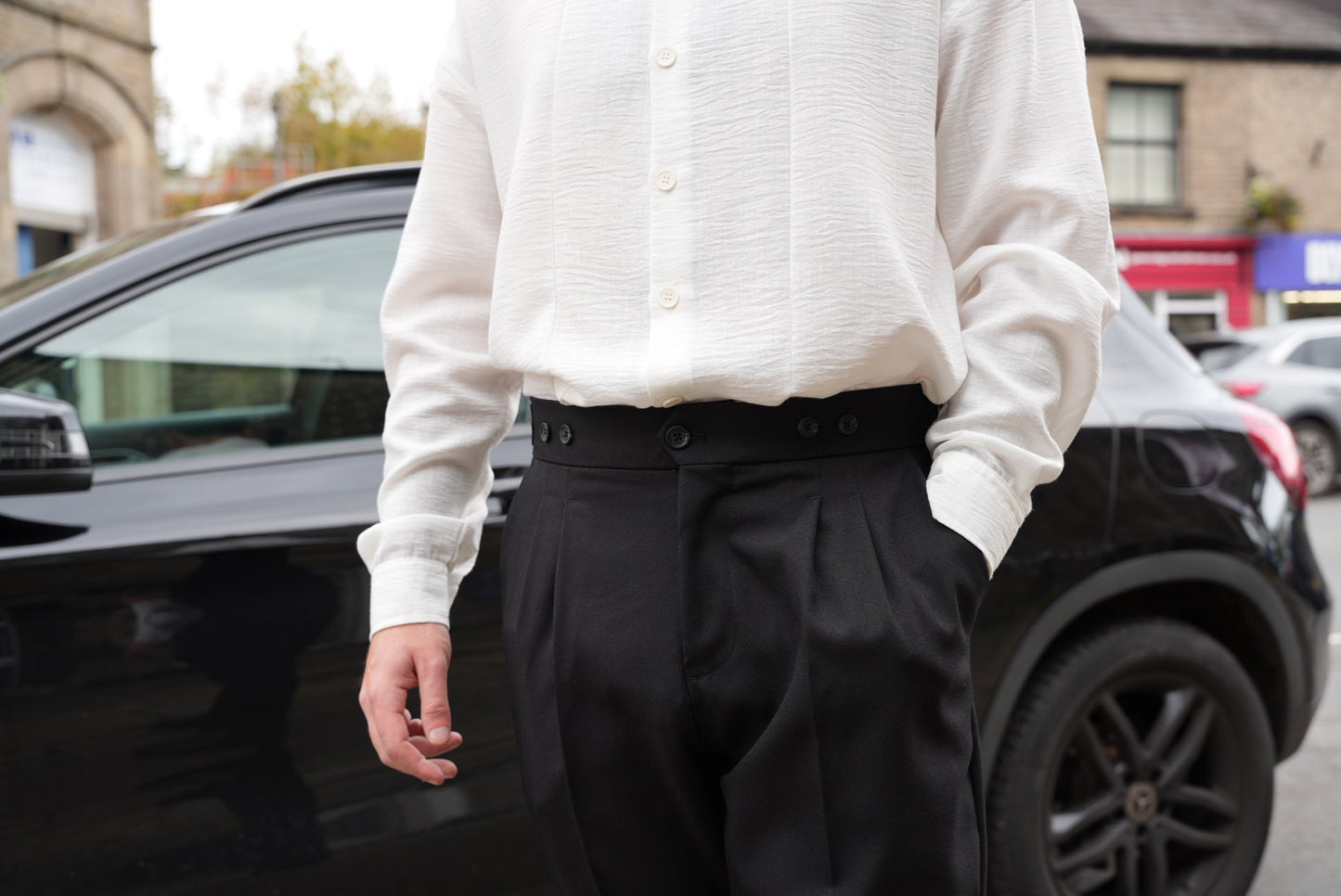 High Waist Pleated Men's Trousers