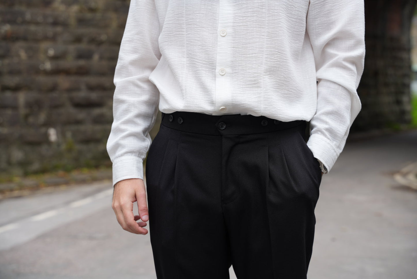High Waist Pleated Men's Trousers