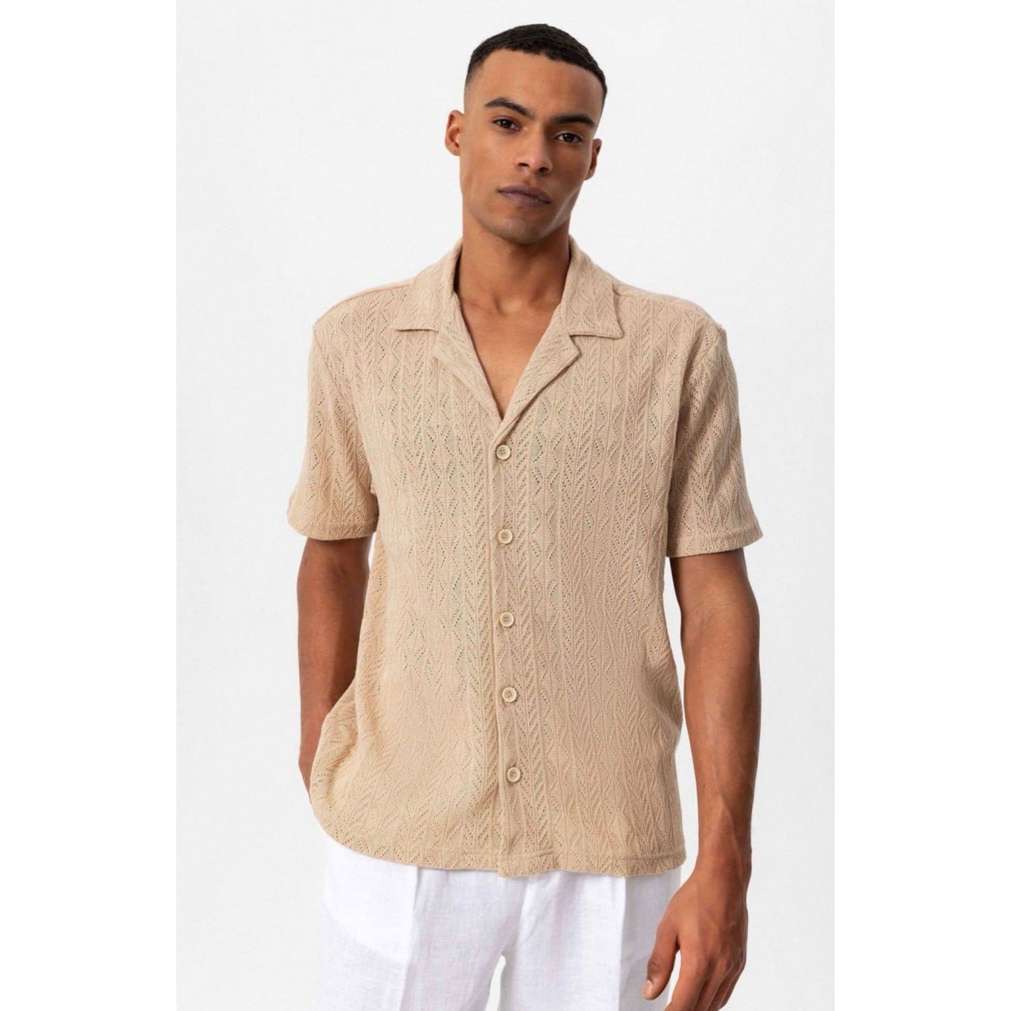 Collar Knitted Patterned Men's Shirt